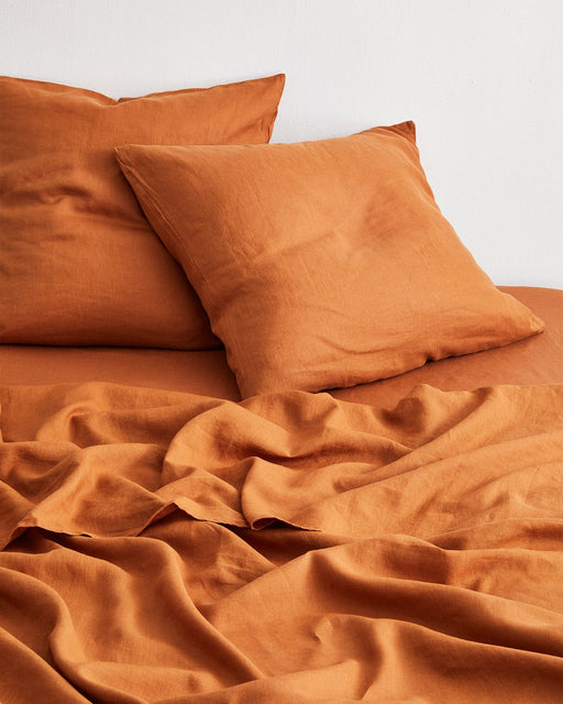 Rust 100% French Flax Linen European Pillowcases (Set of Two)