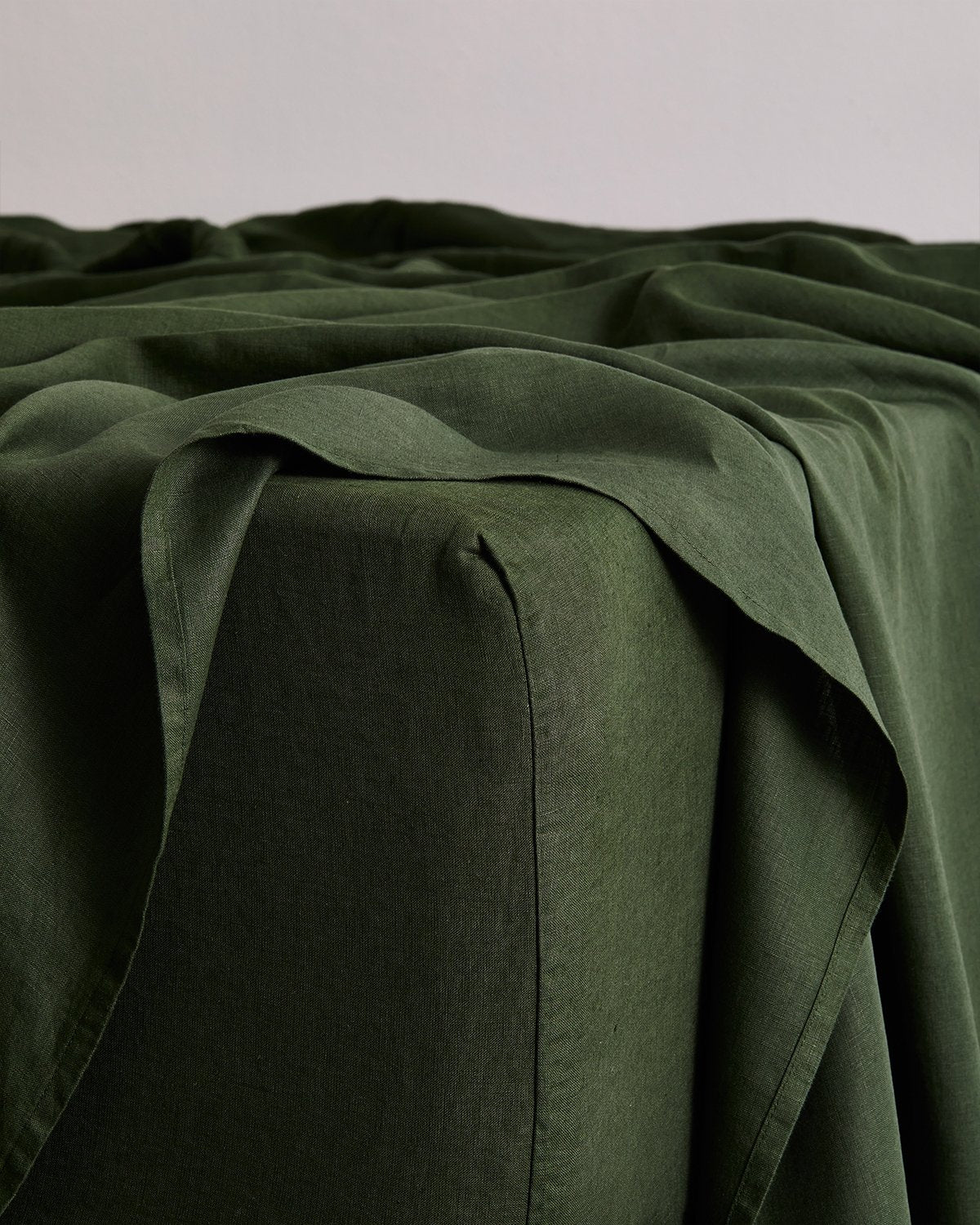 Olive 100% French Flax Linen Fitted Sheet