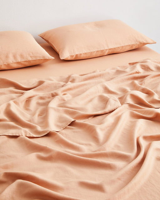 Terracotta 100% French Flax Linen Flat Sheet