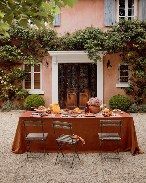 Rust 100% French Flax Linen Tablecloth