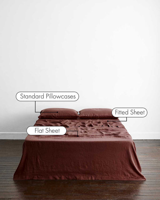 Cacao 100% French Flax Linen Sheet Set