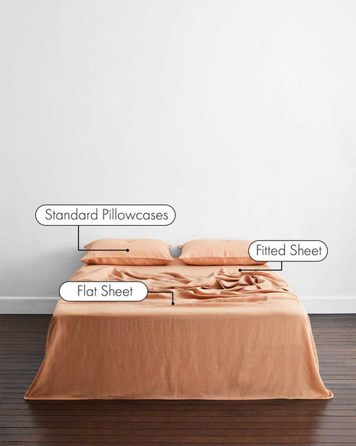 Terracotta 100% French Flax Linen Sheet Set